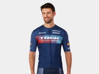 Santini Trek Factory Racing Men's Team Replica Cycling Jerse Apparel L Ciemnoniebieski