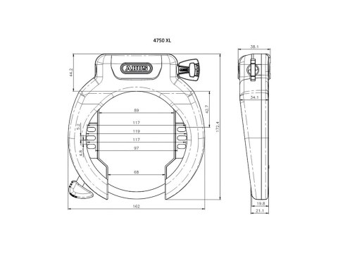 ABUS Ring Lock 4750XL NR With Removable Key Black XL Czarny