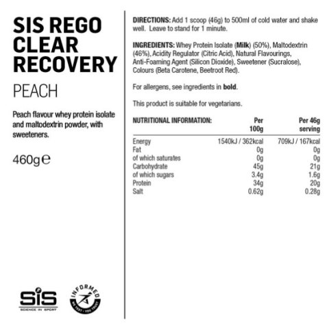 SIS Rego Clear Recovery Powder Peach 460g
