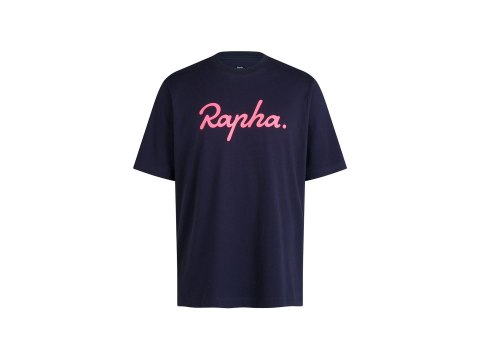 Shirt Rapha Logo Tee Large Navy/Visibility Pink