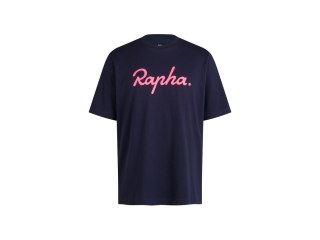 Shirt Rapha Logo Tee XX-Large Navy/Visibility Pink