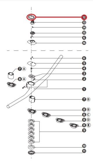 Podkładka sterów Height Adjust Spacer 28.8 47.5 4.5 BLK