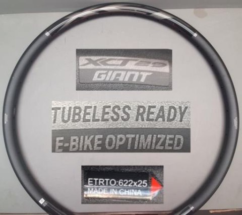 Obręcz aluminiowa GE25 (XCT) 29x28H F/V B.BLK SLEEVE AL6061 w/M19 Neutral Dark Grey decal for Tubeless