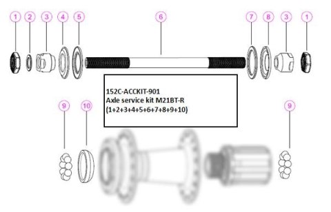 Piasta tylna - części RearHub Axle Service KIT for M21BT-R