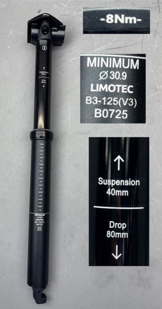 Sztyca SUSP. DROPPER B3 V3 ALLOY 30.9 402 T1: 40MM T2:80MM SAND BLK WO/LOGO WO/LEVER